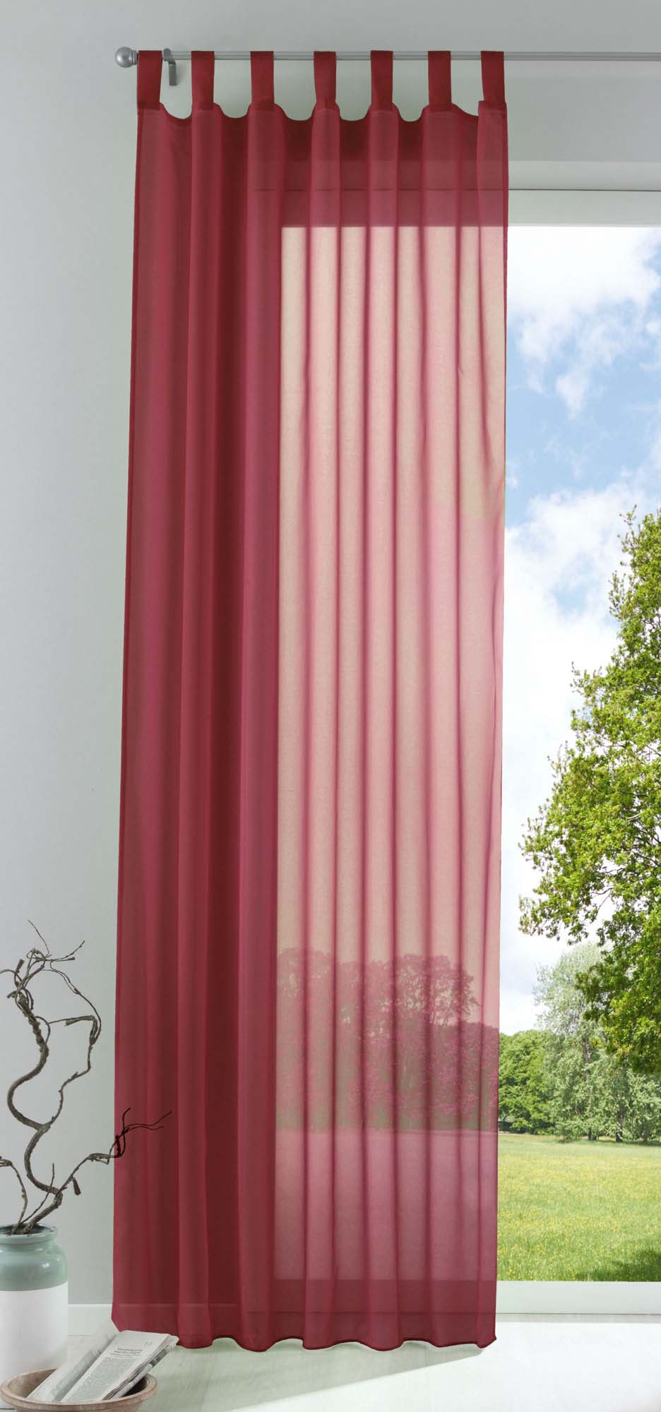 Schlaufenschal Gardine uni transparent Voile 61175 Bordeaux HxB 175x140 cm Gardinenschal 61175bordeaux_f974ef71-2de6-468e-a26f-d6c65e4b936d | girdinenbox.com