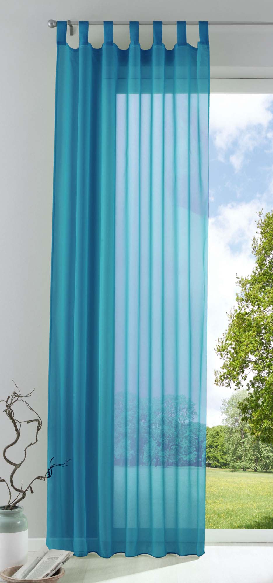 Schlaufenschal Gardine uni transparent Voile 61175 Türkis HxB 175x140 cm Gardinenschal 61175tuerkis_a961198e-d95e-49d2-a05c-1f844f3bf04e | girdinenbox.com