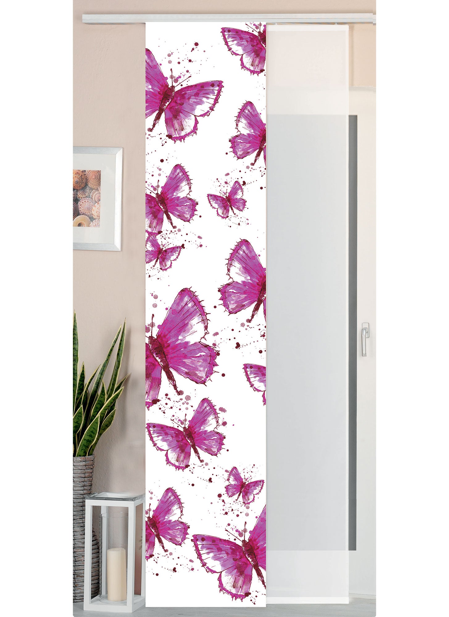 2er Set Schiebegardine Flächenvorhang Wildseide Optik und Voile Paneel 80400 Butterfly Schiebegardine 80400butterfly | girdinenbox.com
