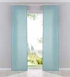 2er Pack Flächenvorhänge Schiebegardinen komplett Set Cationic blickdicht Leinen Optik natura seidenmatt Landhaus Stil 204411-2 Aqua Schiebegardine Fl_chenvorh_nge_aqua | girdinenbox.com