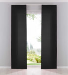 2er Pack Flächenvorhänge Schiebegardinen komplett Set Cationic blickdicht Leinen Optik natura seidenmatt Landhaus Stil 204411-2 Schwarz Schiebegardine Fl_chenvorh_nge_schwarz | girdinenbox.com