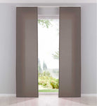 2er Pack Flächenvorhänge Schiebegardinen komplett Set Cationic blickdicht Leinen Optik natura seidenmatt Landhaus Stil 204411-2 Taupe Schiebegardine Fl_chenvorh_nge_taupe | girdinenbox.com