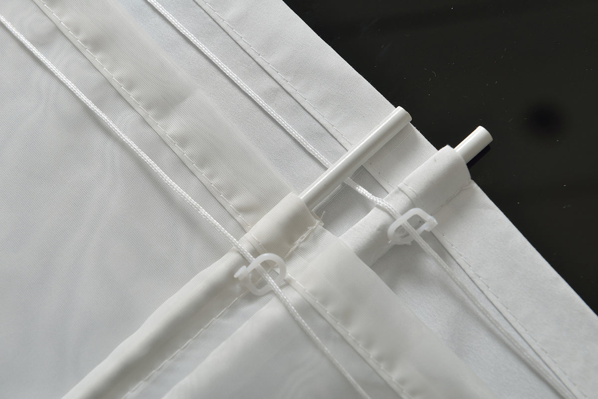Doppel Raffrollo Palma Microsatin matt Voile Faltgardinen Faltrollo Schlaufenrollo mit Universalgardinenband 20410 Raffrollo Img29917 | girdinenbox.com