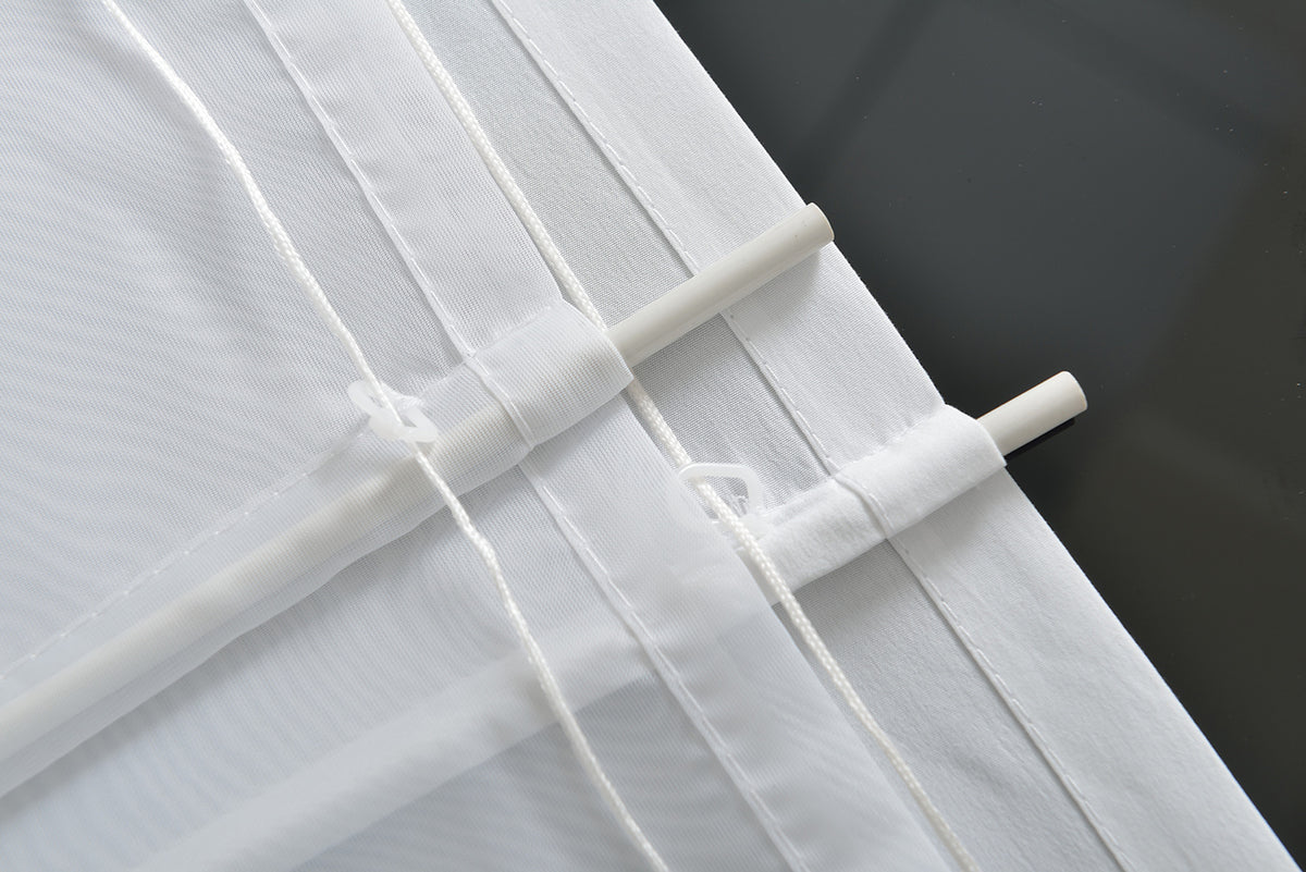 Doppel Raffrollo Palma Microsatin matt Voile Faltgardinen Faltrollo Schlaufenrollo mit Universalgardinenband 20410 Raffrollo Img30021 | girdinenbox.com