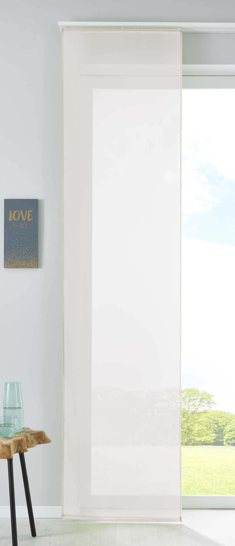 1er Set Schiebegardine Flächenvorhang Vorhang Gardine Voile Komplett mit Paneelwagen Beschwerungsstange 85589N Creme Schiebegardine Schiebegardine_creme | girdinenbox.com
