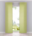2er Pack Flächenvorhänge Schiebegardinen komplett Set Cationic blickdicht Leinen Optik natura seidenmatt Landhaus Stil 204411-2 Limette Schiebegardine Schiebegardine_limette | girdinenbox.com