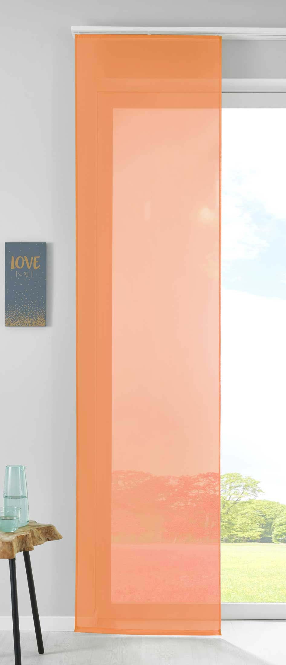 1er Set Schiebegardine Flächenvorhang Vorhang Gardine Voile Komplett mit Paneelwagen Beschwerungsstange 85589N Orange Schiebegardine Schiebegardine_orange | girdinenbox.com