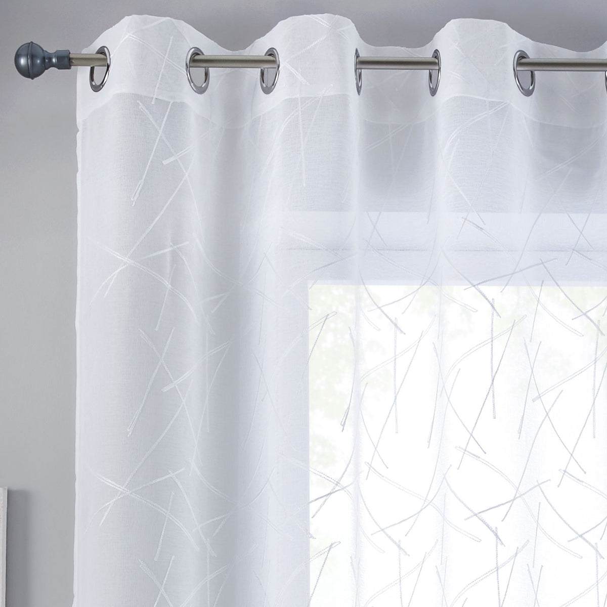 Gardine Ösen Schal Vorhang POMPEI Relief Stickerei Transparent Raffhalter 10000178 Gardinenschal linie_weiss | girdinenbox.com